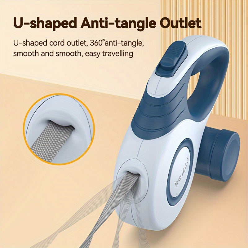 [Choix populaire] Laisse rétractable automatique pour chien ROJECO, corde extensible de 3 m/5 m pour petits et grands chiens, motif géométrique en nylon, accessoire de promenade pour chien non électrique