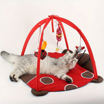 Centre d'activités pour chats avec jouets suspendus – Tente de jeu multifonctionnelle pour un divertissement interactif