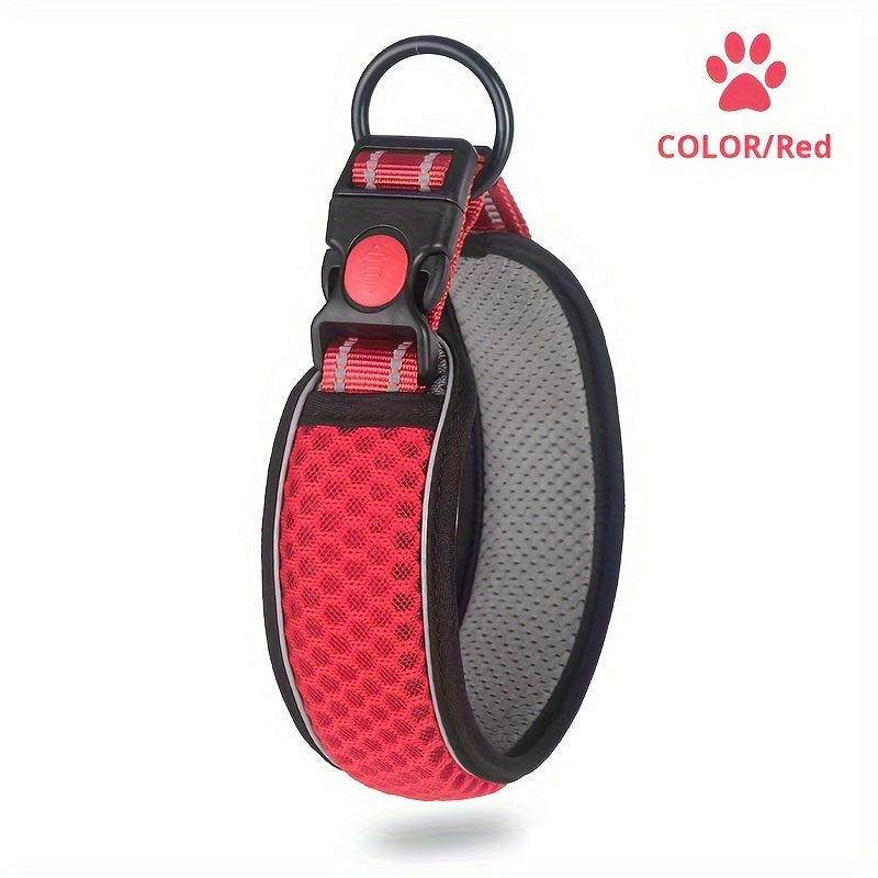 Collier réfléchissant réglable pour chien avec sangle de cou rembourrée – Respirant, à dégagement rapide et sans danger la nuit