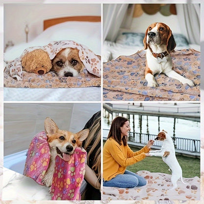 Lot de 3 couvertures pour animaux de compagnie pour chiens et chats – Fibre de polyester douce, lavable en machine, résistante aux taches avec motif chaud et confortable – Convient à toutes les tailles de chiens, du très petit au grand