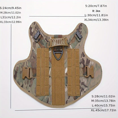 Tactical Dog Harness Set with Adjustable Training Vest, Leash, Collar, Water Bottle Holder, and Waist Bag for Small, Medium, Large Breeds - Durable Knit Fabric Composition with Press Buckle Closure System