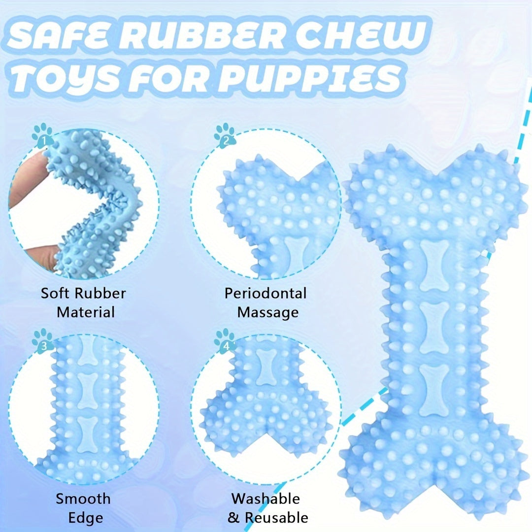Lot de 3 jouets à mâcher en caoutchouc souple pour chiots pour la dentition – Ensemble d'os et de balle en corde durable avec nœud tressé, kit de jouets d'extérieur interactifs pour petits chiens, doux pour les gencives, jouets pour chiots