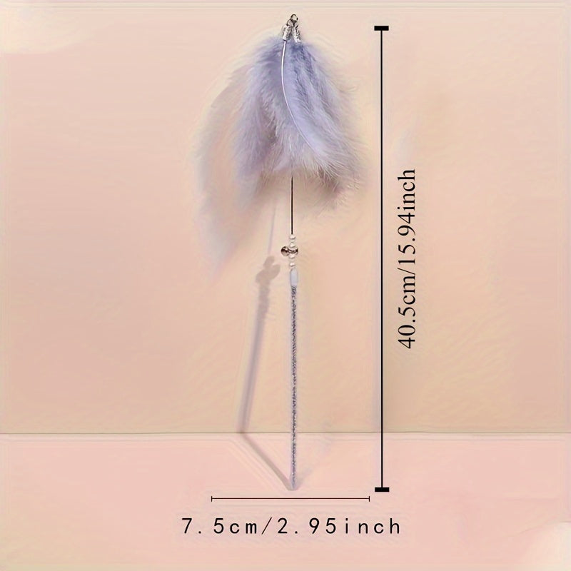 Lot de 5 jouets pour chat en forme de plumes avec clochettes – Bâtons de jeu interactifs pour l'exercice et le plaisir