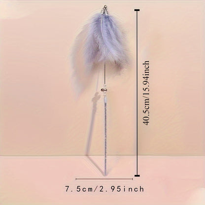 Lot de 5 jouets pour chat en forme de plumes avec clochettes – Bâtons de jeu interactifs pour l'exercice et le plaisir