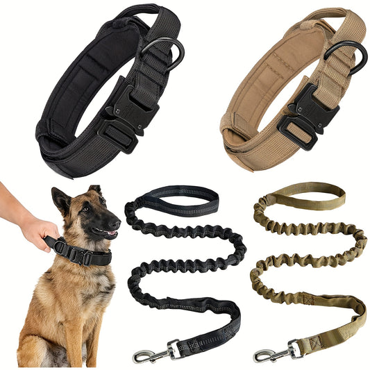 Ensemble collier et laisse tactique pour chien - Robuste et réglable