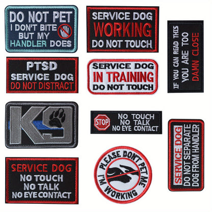 Lot de 10 patchs pour chien d'assistance - Velcro brodé