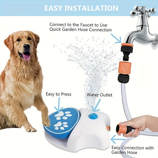 Distributeur d'eau pour chien à pédale pour l'extérieur - Jouet interactif et mangeoire