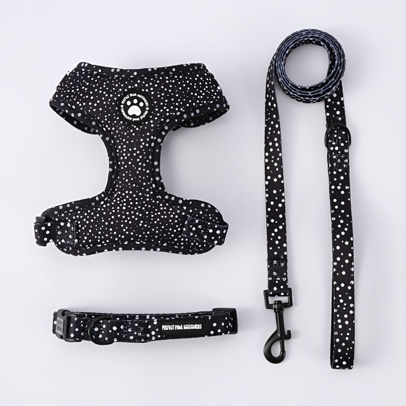 Ensemble harnais et laisse pour chien en tricot toutes saisons – Gilet de poitrine réglable et respirant avec boucle à pression