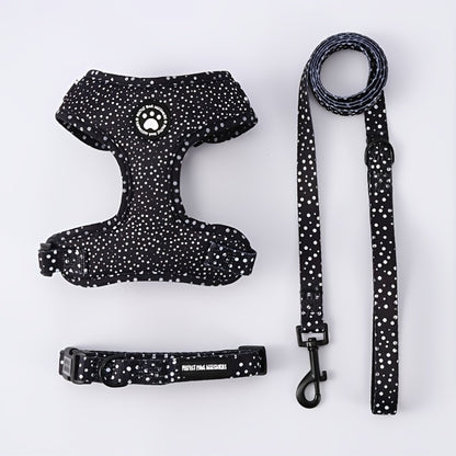 Ensemble harnais et laisse pour chien en tricot toutes saisons – Gilet de poitrine réglable et respirant avec boucle à pression
