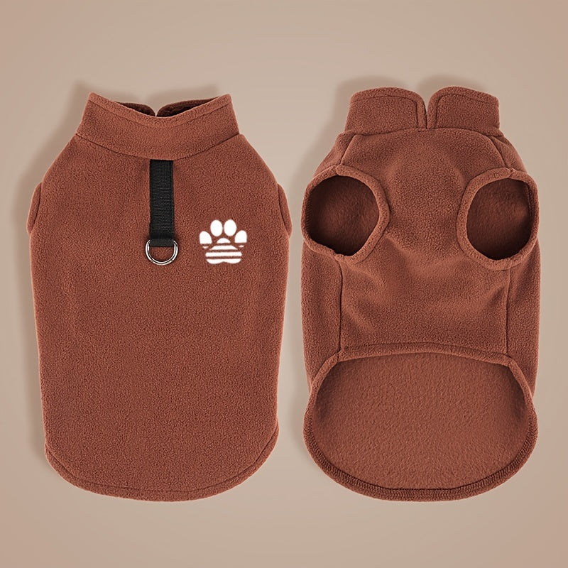 [Leashready Vest] Plush Dog Paw Vest - Cozy Knit Pet Sweater for Small to Extra Small Breeds, Machine Washable, All-Season Comfort in Green, Brown, Purple, Pink with Leash Attachment, Dog Sweater