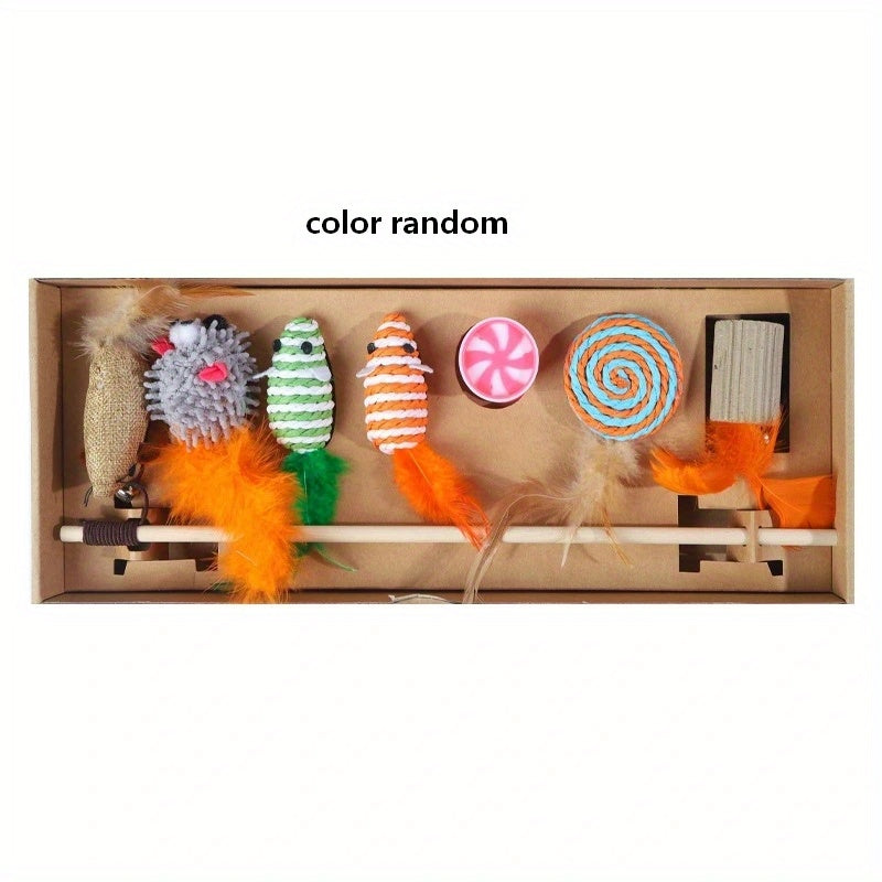 Ensemble de 7 tiges de jeu pour chat : jouets amusants pour chat, pour votre chaton ! 