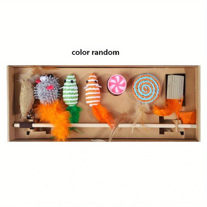 Ensemble de 7 tiges de jeu pour chat : jouets amusants pour chat, pour votre chaton ! 