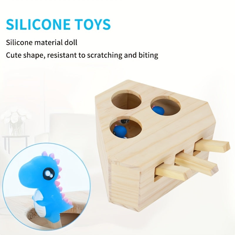 Jouet interactif en bois pour chat - Jeu d'attrape-souris 