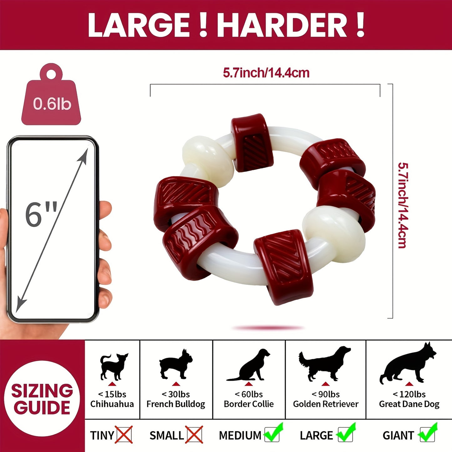 Jouet à mâcher en nylon durable au goût de bœuf – Résistant aux mâcheurs agressifs, adapté à toutes les races de chiens
