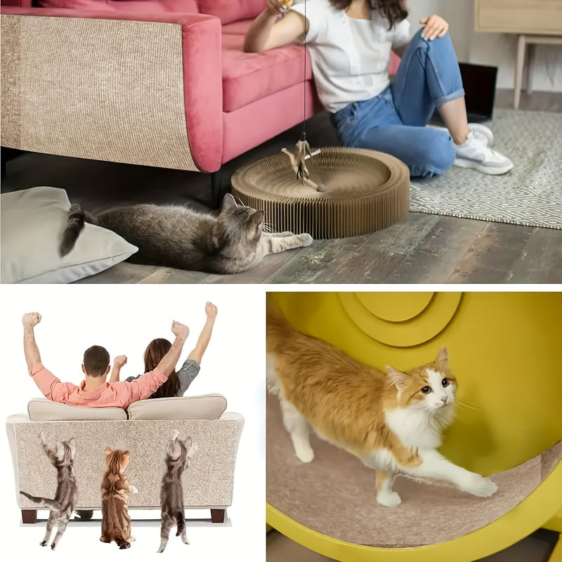 1 tapis à gratter de luxe en mélange de laine pour chat - Installation facile, tapis anti-rayures réutilisable pour la protection du canapé et des meubles, matériau en polyester durable, adapté aux chats