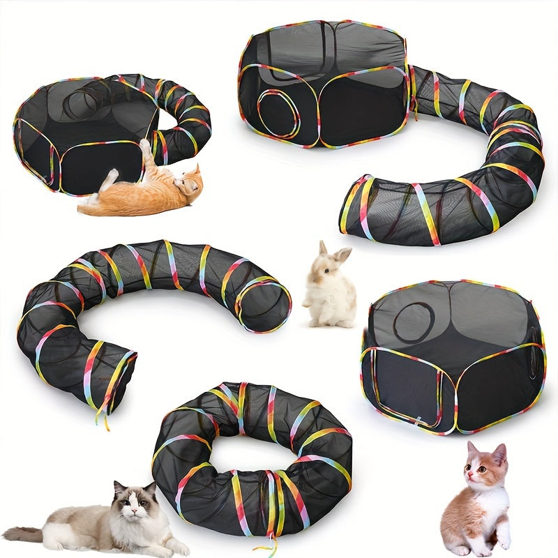 Cage pour animaux de compagnie, tunnel pour chat, ensemble portable et pliable, tente pour animaux de compagnie, jouet d'apprivoisement, passage extérieur, clôture pour chat et chien