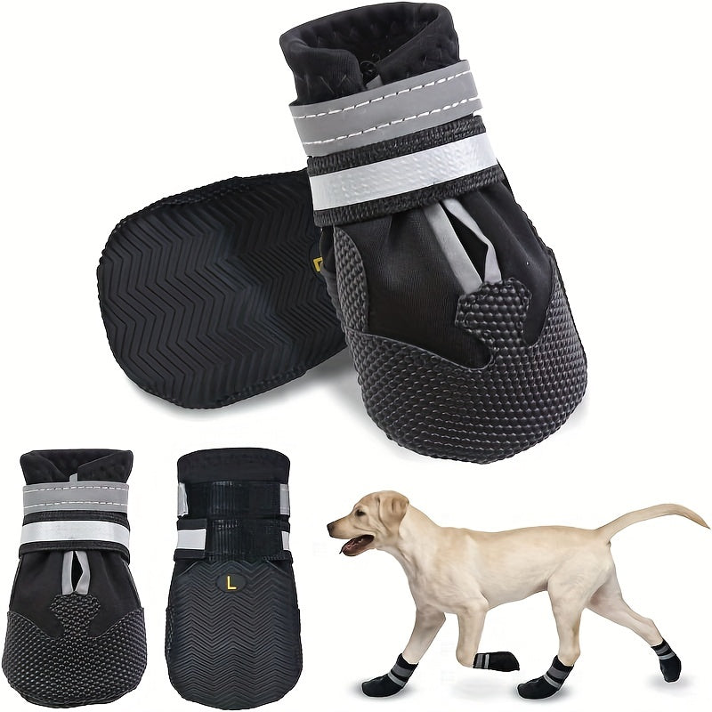 Lot de 4 bottes imperméables pour chien avec sangles réfléchissantes, gardez la patte de votre chien en sécurité et au sec