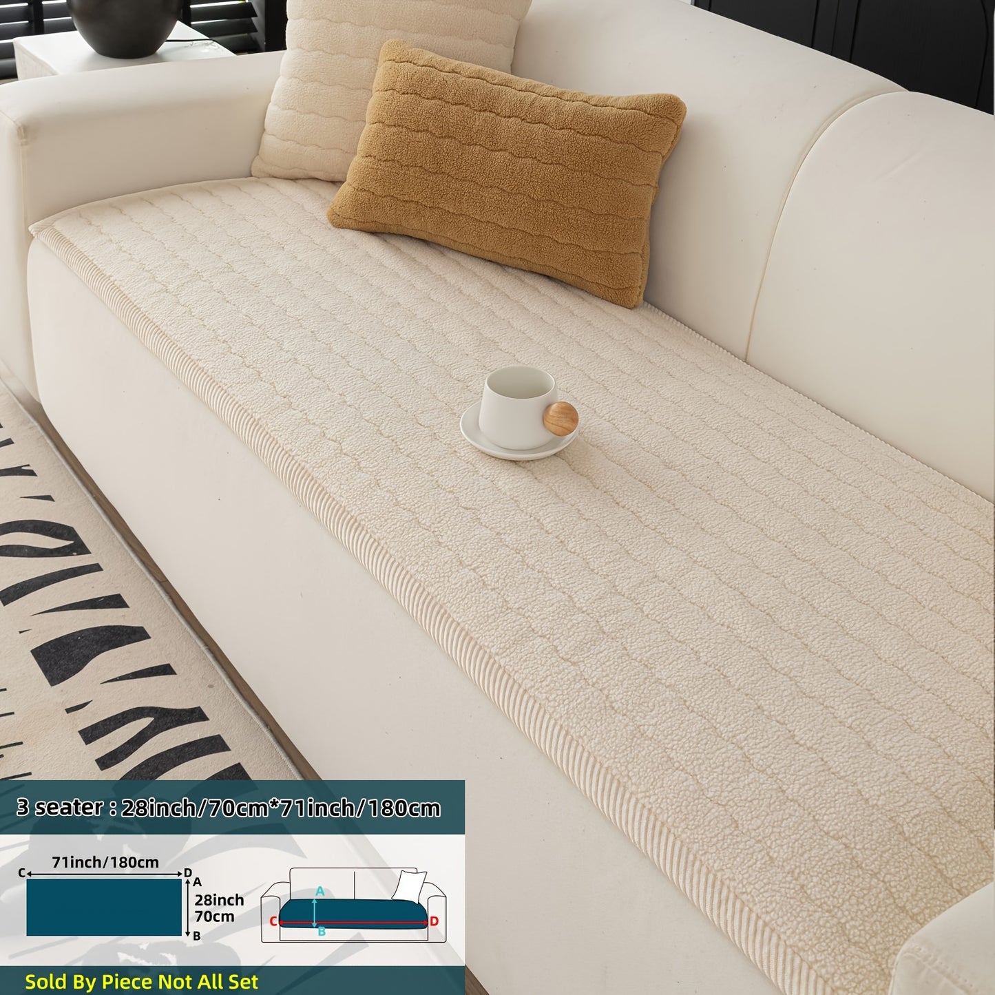 Bohemian Chic Plush Sofa Cover – Pet-Friendly, Non-Slip, Machine Washable Couch Protector