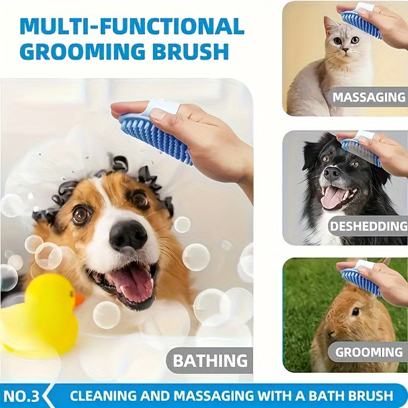Kit de toilettage pour chien 6 en 1 : brosse de bain, serviette, gants et peigne de toilettage - Poils en acier inoxydable pour un nettoyage et un massage en douceur