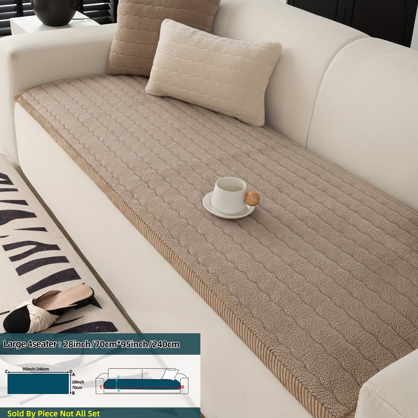 Bohemian Chic Plush Sofa Cover – Pet-Friendly, Non-Slip, Machine Washable Couch Protector