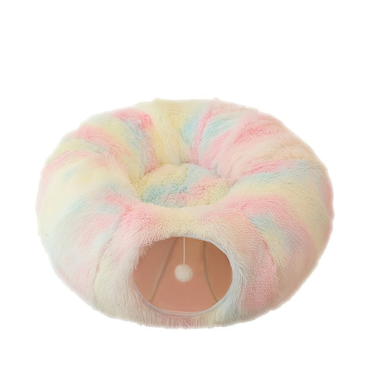 Lit tunnel en peluche confortable pour chat - Pliable et chaud 