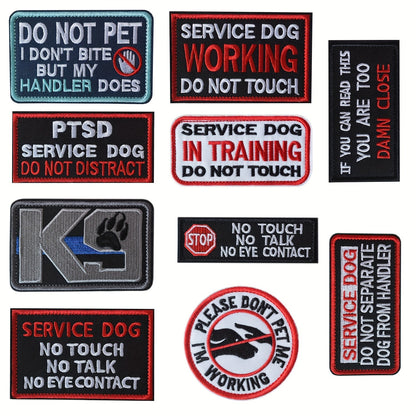 Lot de 10 patchs pour chien d'assistance - Velcro brodé