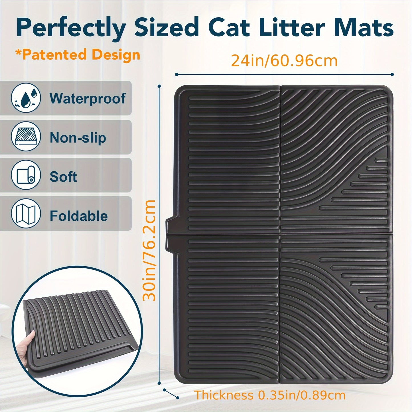 Tapis de litière pour chat – Grand bac à litière imperméable et lavable pour des sols propres