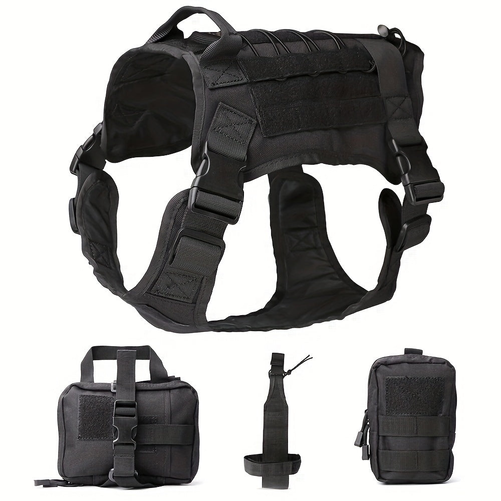 Harnais tactique pour grand chien – Gilet d’entraînement robuste pour races moyennes et grandes