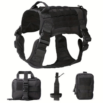 Harnais tactique pour grand chien – Gilet d’entraînement robuste pour races moyennes et grandes