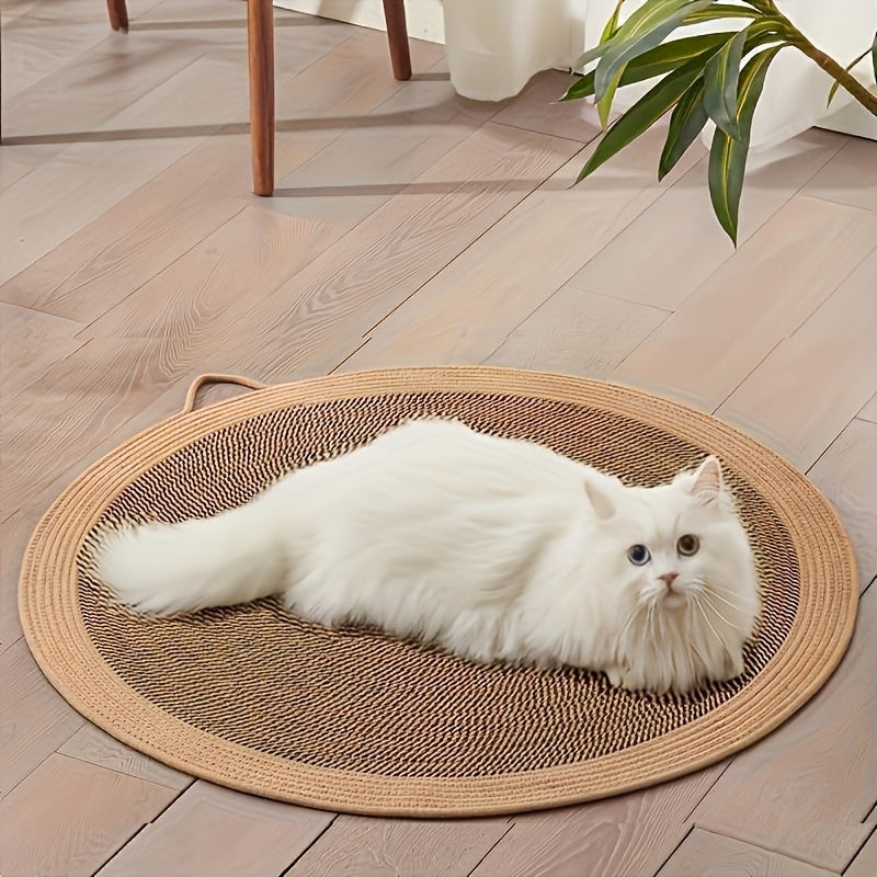 Lit pour chat et griffoir 2 en 1 en corde de jute Whisker Wonders – Tapis pour animaux de compagnie durable, lavable et tissé à la main