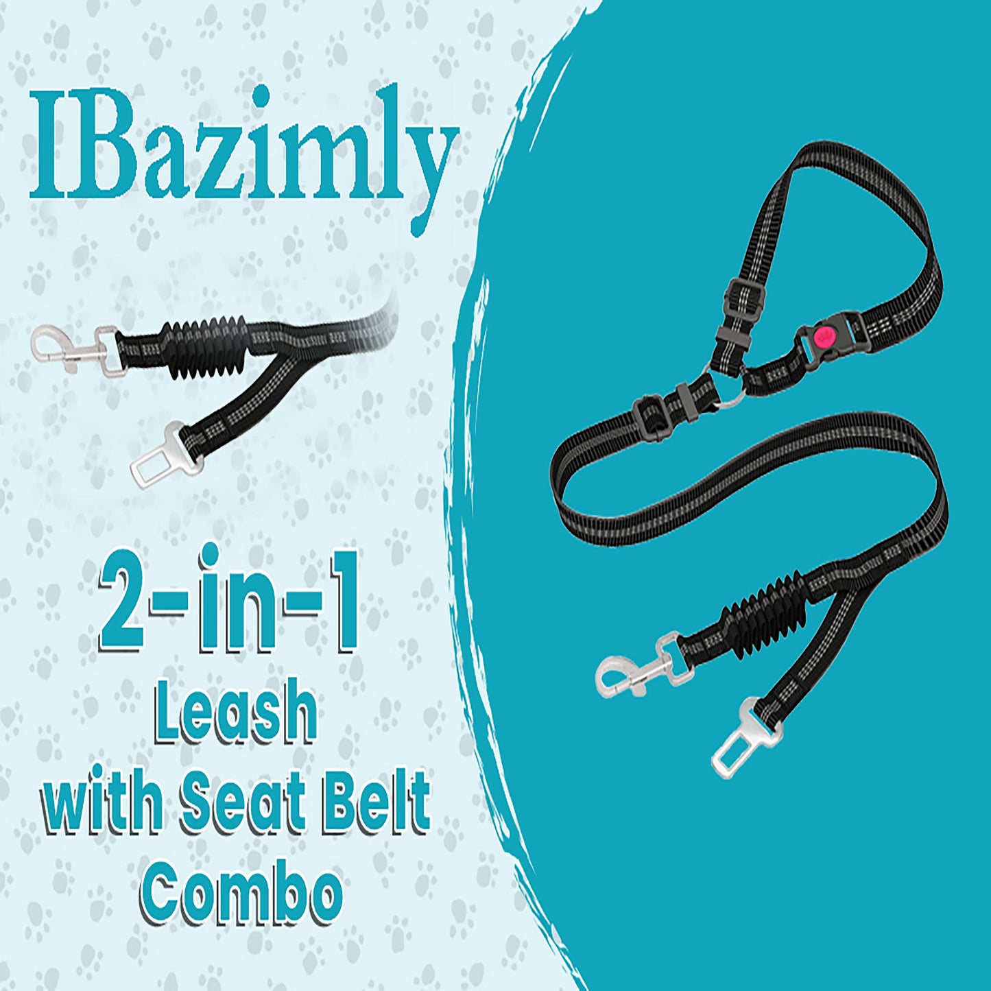 Ceinture de sécurité pour chien à double usage améliorée pour voiture – Laisse élastique réglable pour chien pour appui-tête, harnais de sécurité pour animaux de compagnie robuste et élastique