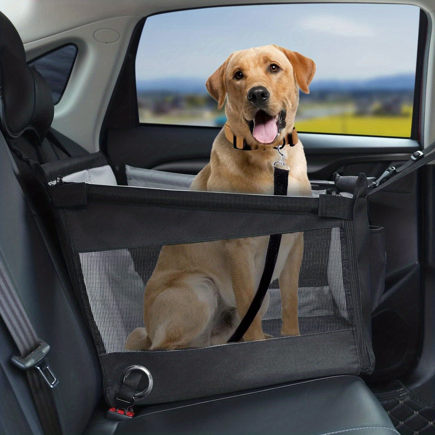 Siège auto pour chien Siège auto confortable et imperméable Niche pour chien Cage pour animal de compagnie Panier pour chien pliable et respirant 