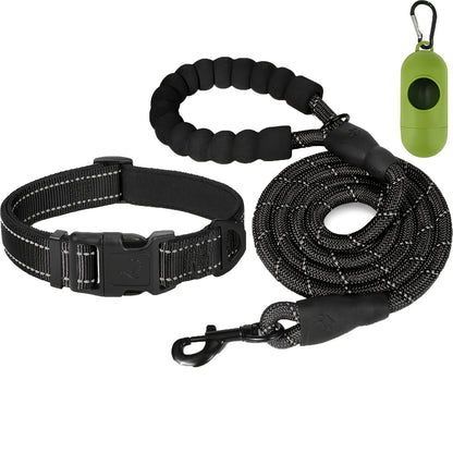 Ensemble laisse et collier pour animaux de compagnie JOYTALE, laisse réfléchissante et collier en nylon réglable pour chiens de petite, moyenne et grande taille