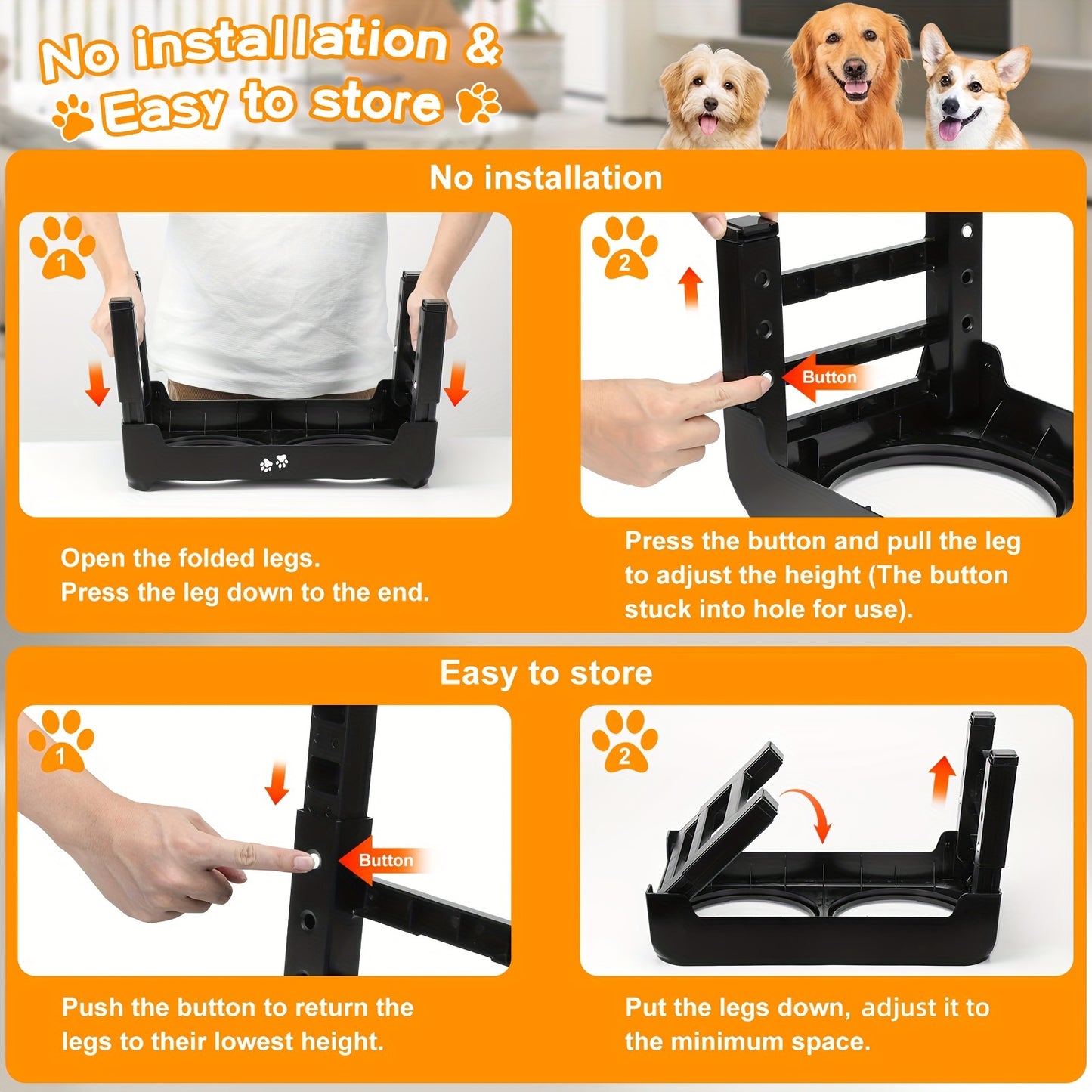 1 support de gamelle surélevé pour chien à alimentation lente, support de gamelle surélevé réglable sur 4 hauteurs avec bol de nourriture puzzle et bol d'eau anti-déversement pour chiens de taille moyenne et grande, ARSALI 