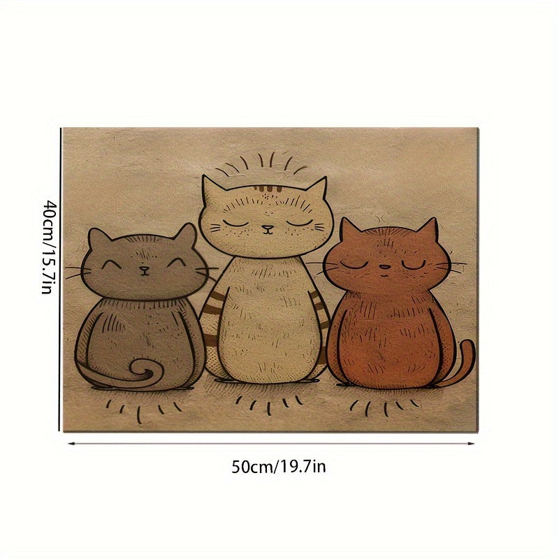 1 tapis d'alimentation pour animaux de compagnie imperméable et résistant à l'huile sur le thème du chat mignon - Set de table en polyester toutes saisons facile à nettoyer pour chats et chiens