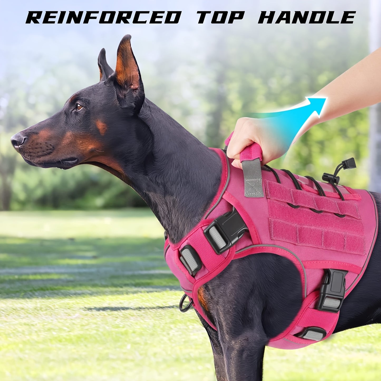 Adjustable No-Pull Tactical Dog Harness – Reflective Military Vest with Handle for Large Dogs