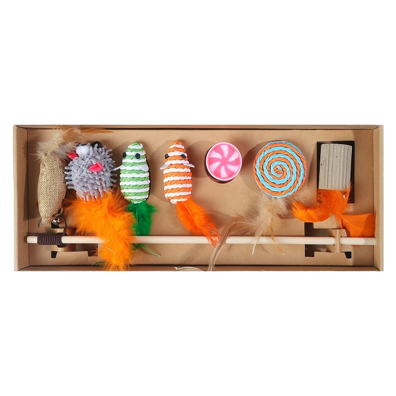 Ensemble de 7 tiges de jeu pour chat : jouets amusants pour chat, pour votre chaton ! 