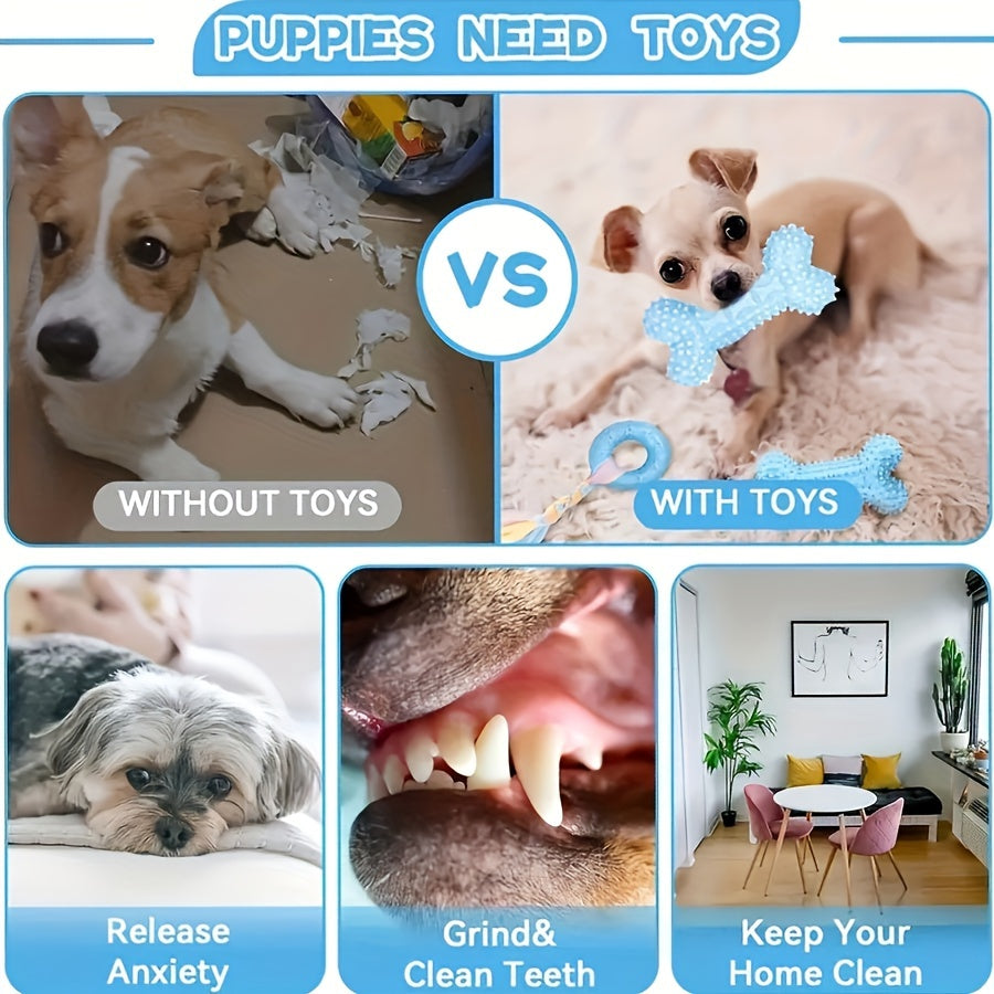 Lot de 6 jouets à mâcher pour chiots de petite taille et chiots, durables et non toxiques, jouets en caoutchouc pour la dentition et le nettoyage des dents