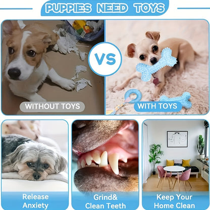 Lot de 6 jouets à mâcher pour chiots de petite taille et chiots, durables et non toxiques, jouets en caoutchouc pour la dentition et le nettoyage des dents