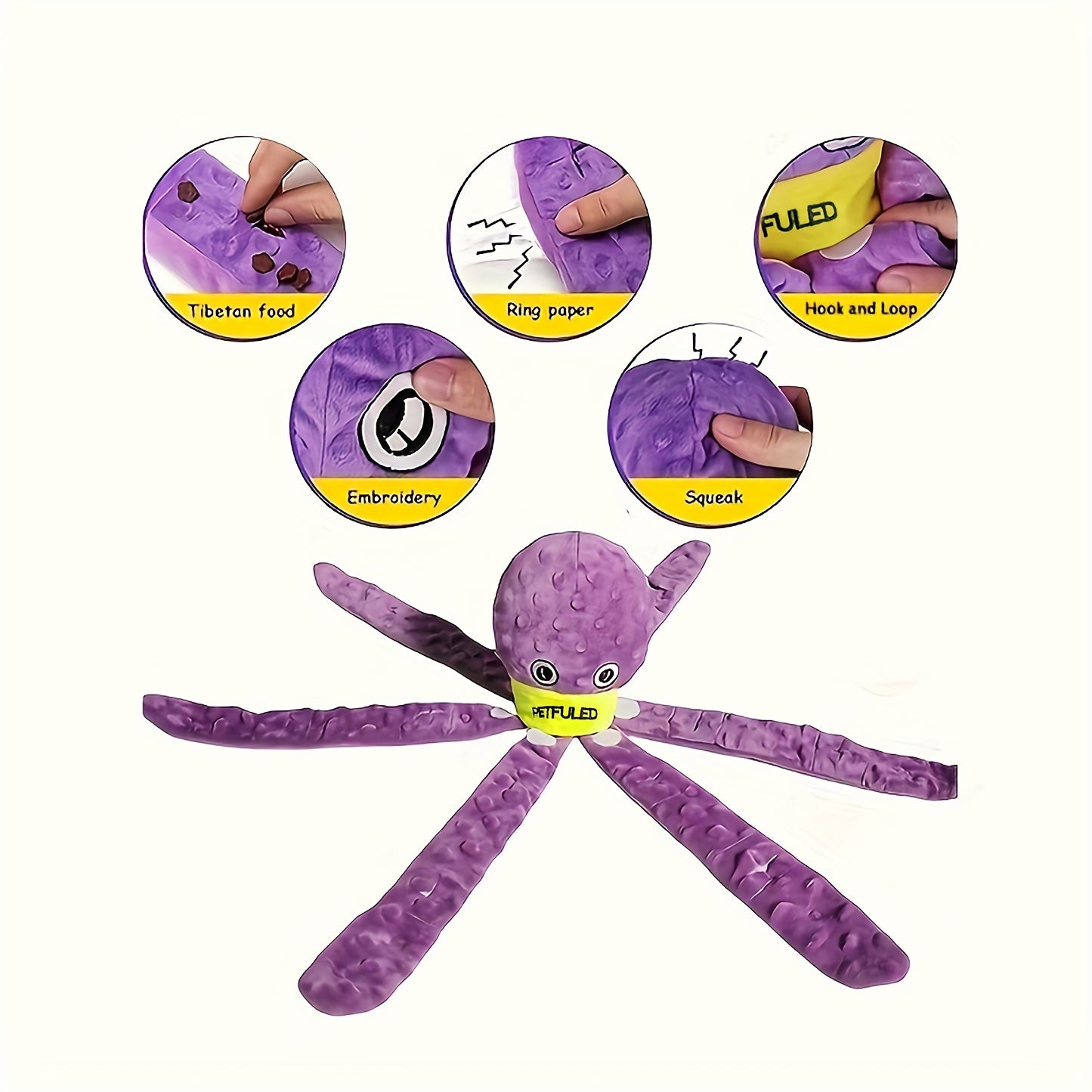 Jouet interactif à renifler en forme de pieuvre pour chiens – Jeu de puzzle à alimentation lente, à mâcher et à distribuer des friandises